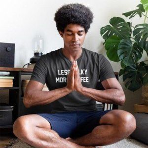 NEW Less talky more coffee annoying blabbermouth boyfriend girlfriend tshirt